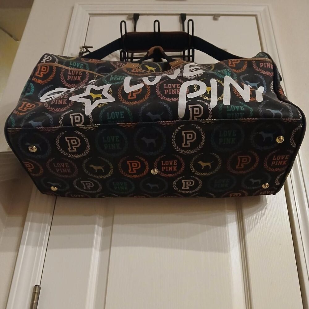 Rare Y2K Vintage Victorias Secret Love PINK Large Canvas Logo Duffle Bag Mcbling - Picture 3 of 8